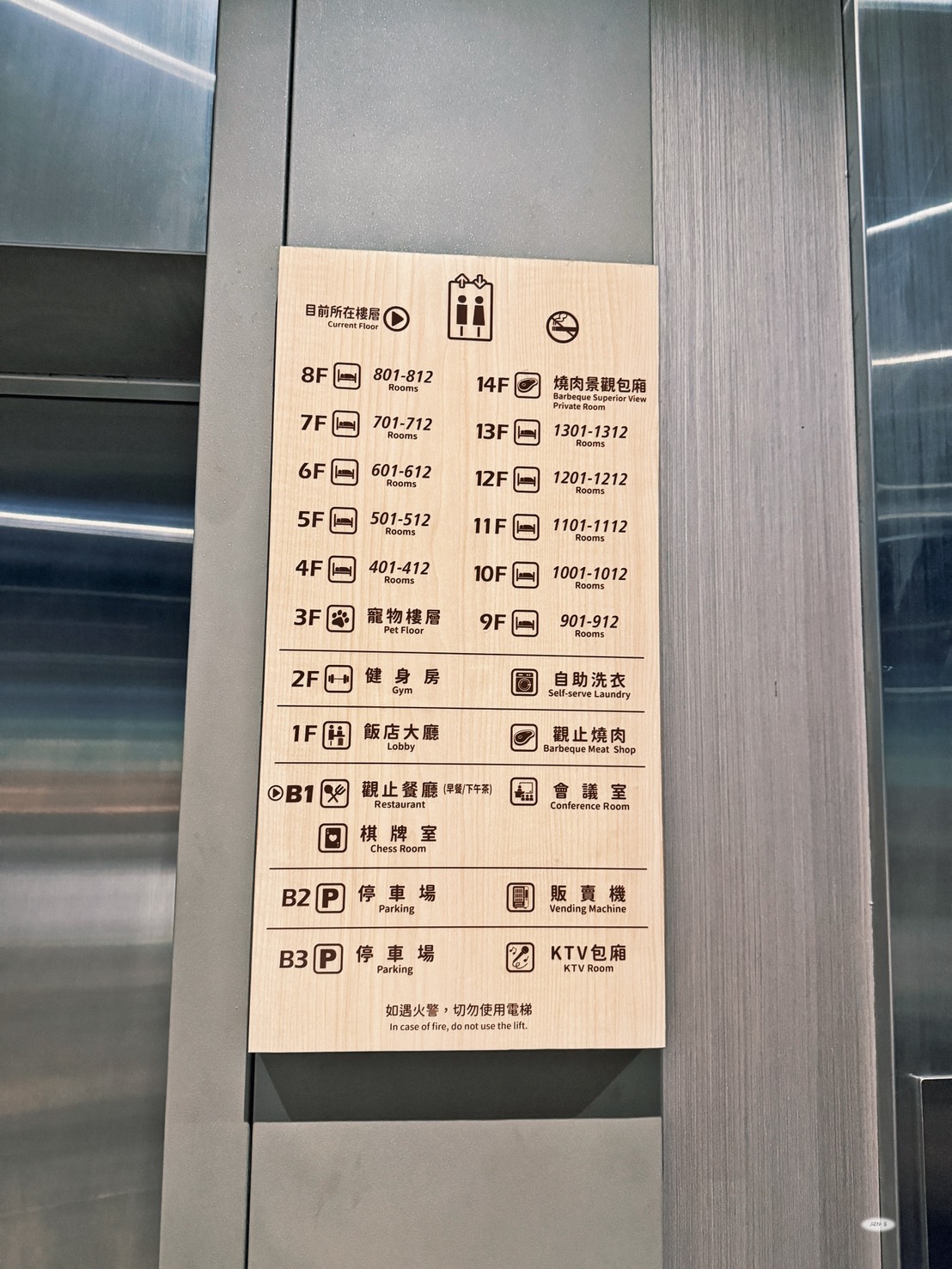 嘉義觀止電梯樓層指示牌